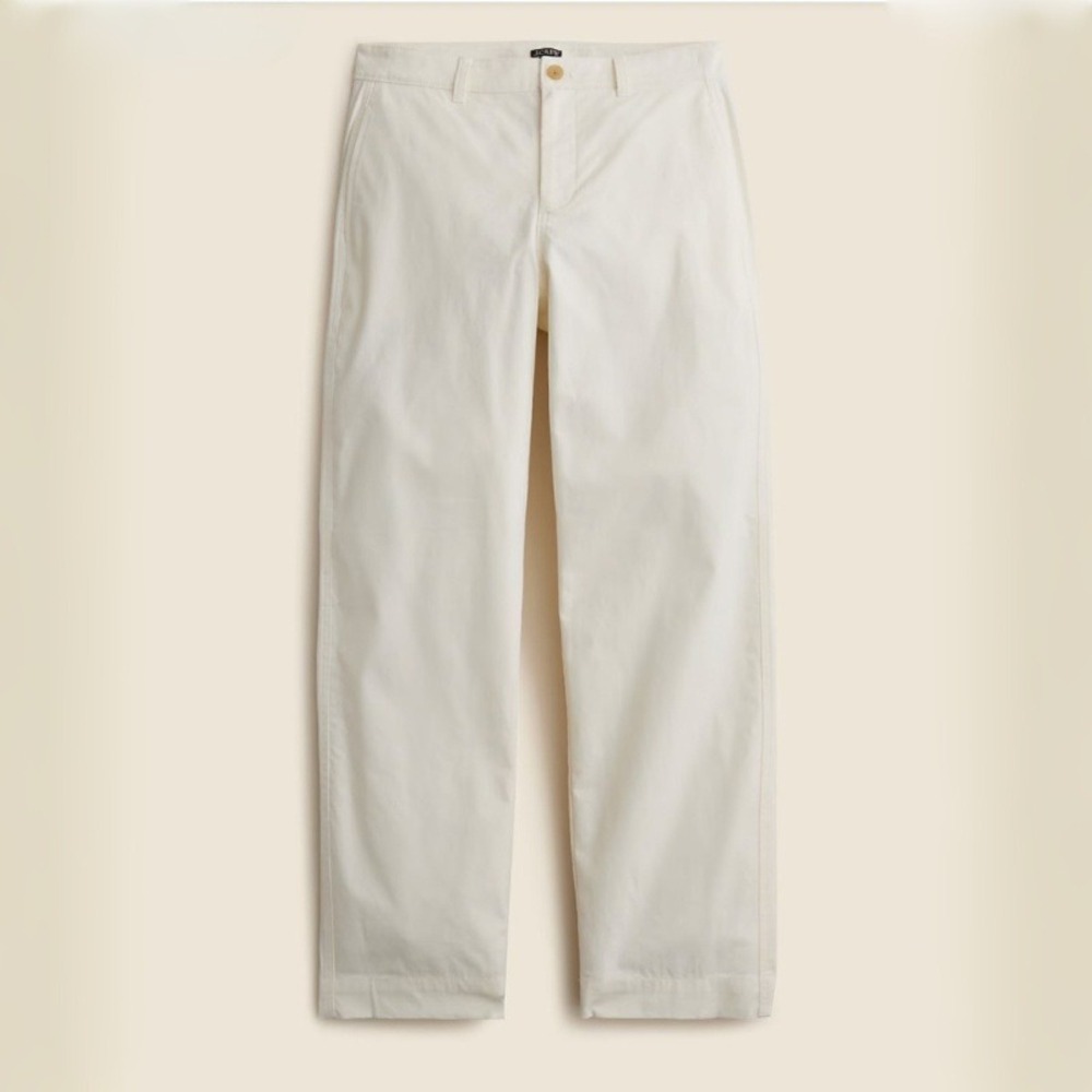 J.Crew Barrel-Leg Pant in Cotton Linen Blend Wide Leg Ivory Womens 34 NWT $148